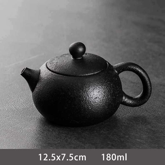 Black pottery teapot