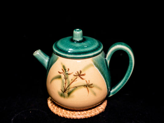 Jade Ice Crackle Ceramic Teapot