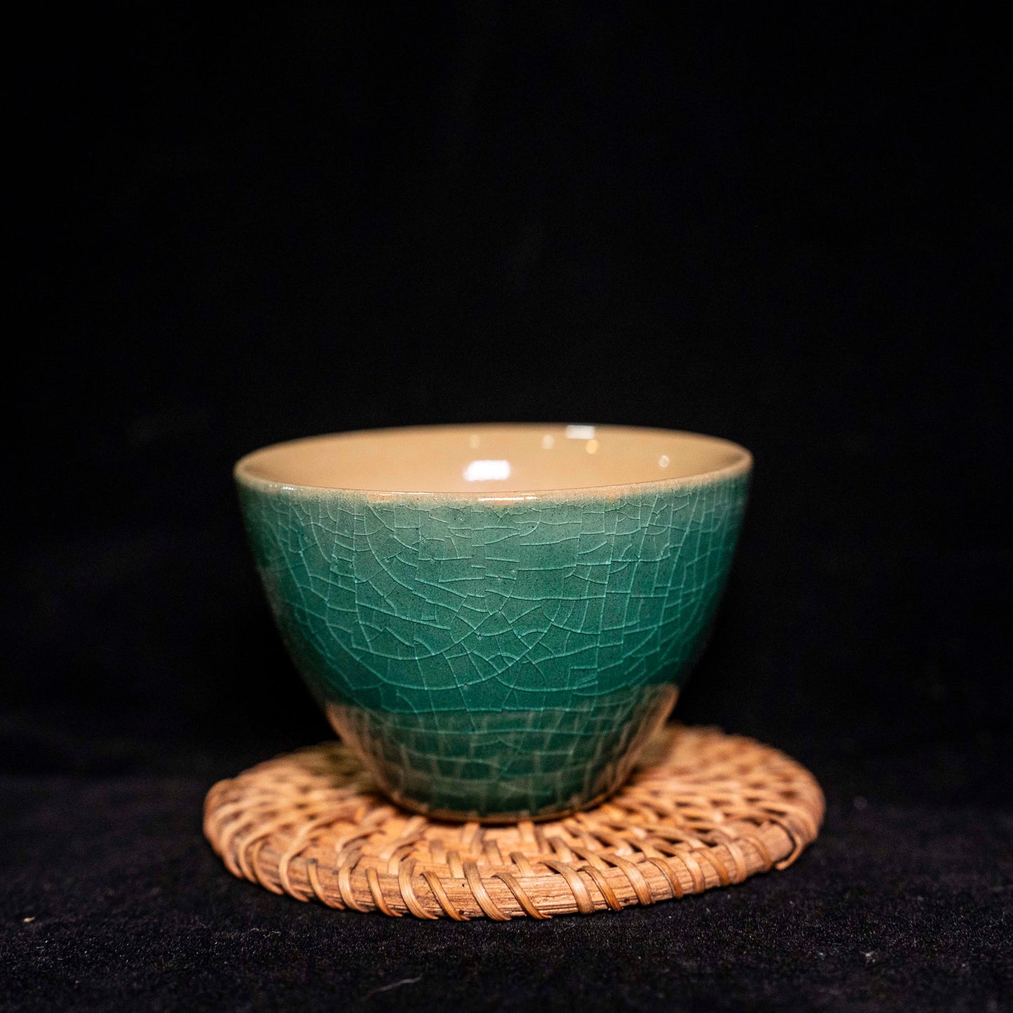 Handcrafted Ceramic Green ice crack Tea Tasting Cup